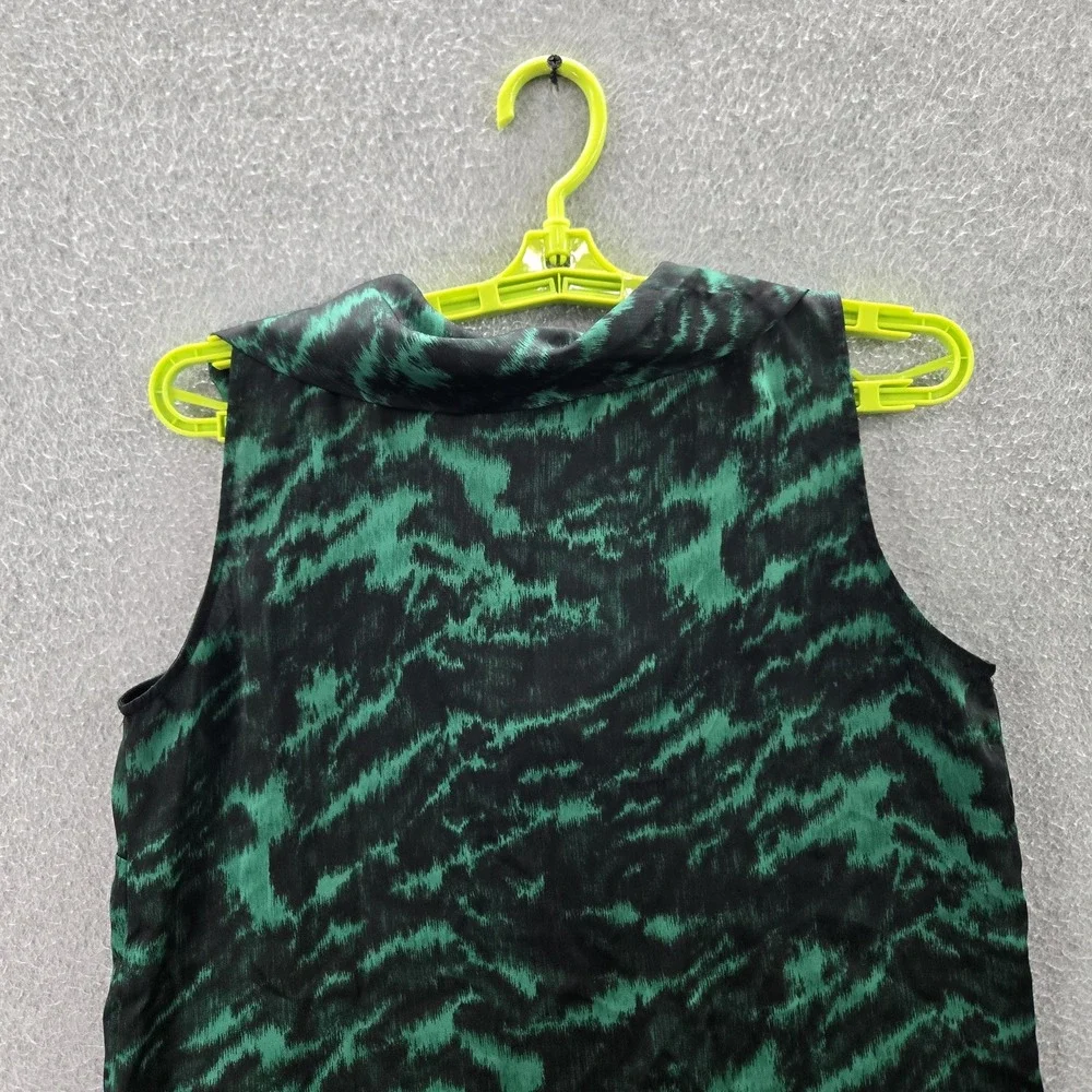 Michael Kors Women Blouse 4 Green Animal Print Bow Cowl Neck Pullover